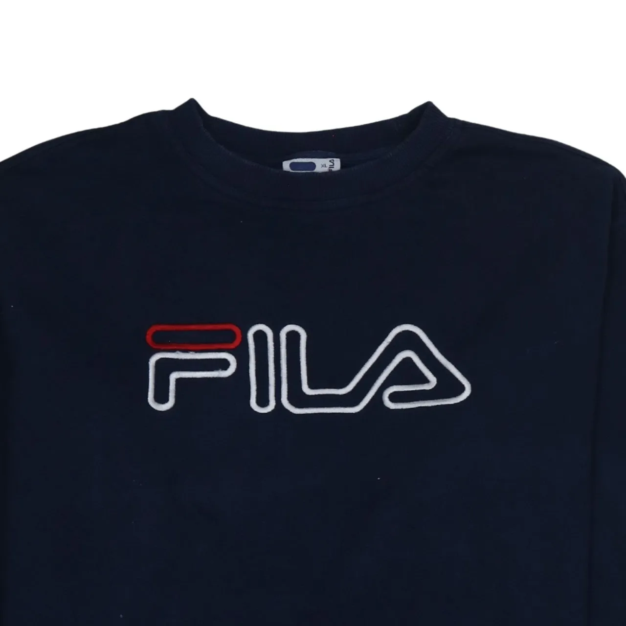 Fila Navy Blue Sweatshirt Men's XLarge Embroidered Logo Crewneck Ribbed Cuffs Pullover Top sold by Vintage Club product image thumbnail 3