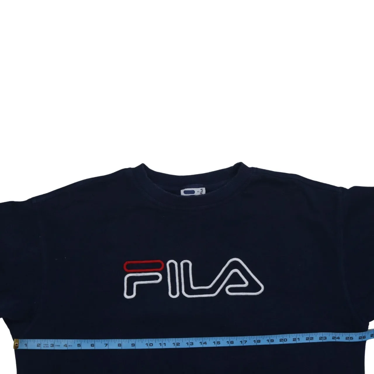 Fila Navy Blue Sweatshirt Men's XLarge Embroidered Logo Crewneck Ribbed Cuffs Pullover Top sold by Vintage Club product image thumbnail 5