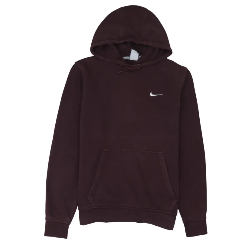Nike Burgundy Red Hoodie Women’s Medium Embroidered Swoosh Front Pocket Pullover Sweatshirt made by Nike