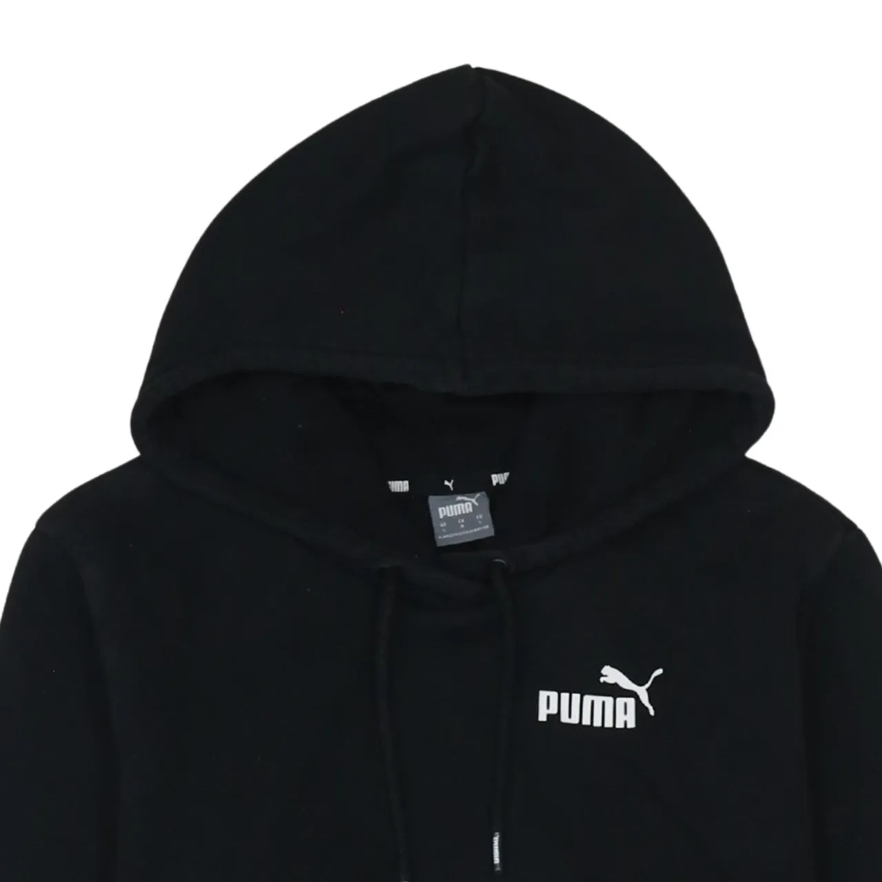 Puma Black Hoodie Women's Large Embroidered Chest Logo Drawstring Pullover Sweatshirt sold by Vintage Club product image thumbnail 3