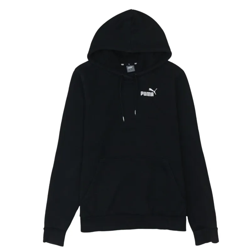 Puma Black Hoodie Women's Large Embroidered Chest Logo Drawstring Pullover Sweatshirt sold by Vintage Club