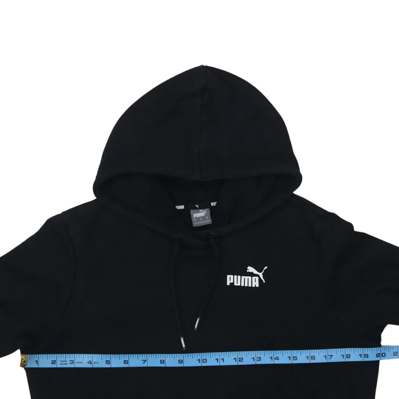 Puma Black Hoodie Women's Large Embroidered Chest Logo Drawstring Pullover Sweatshirt sold by Vintage Club product image thumbnail 5