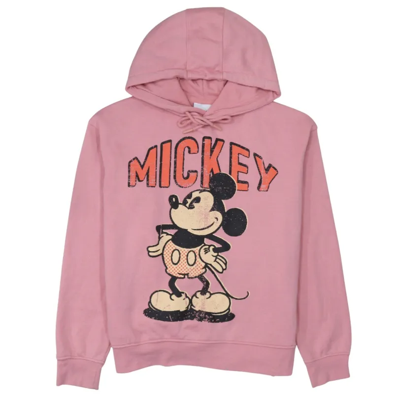 Disney Pink Hoodie Women’s Small Printed Mickey Graphic Pullover Hooded Sweatshirt sold by Vintage Club