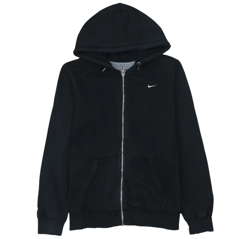 Nike Black Full Zip Hoodie Women’s XLarge Embroidered Swoosh Split Pocket Fleece Sweatshirt sold by Vintage Club