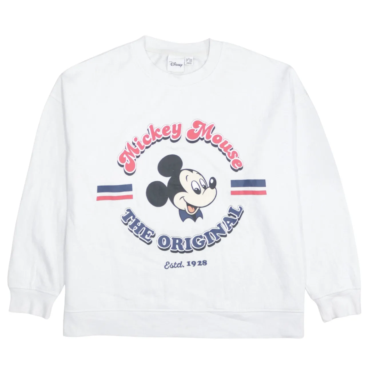 Disney White Mickey Mouse Sweatshirt Women’s XLarge Printed Graphic Crewneck Pullover sold by Vintage Club