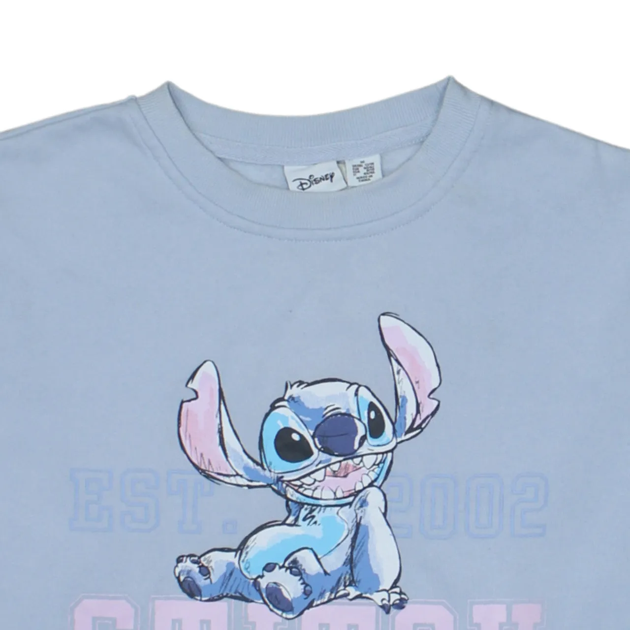 Disney Light Blue Sweatshirt Women's Medium Stitch Printed Graphic Crewneck Pullover Top sold by Vintage Club product image thumbnail 3