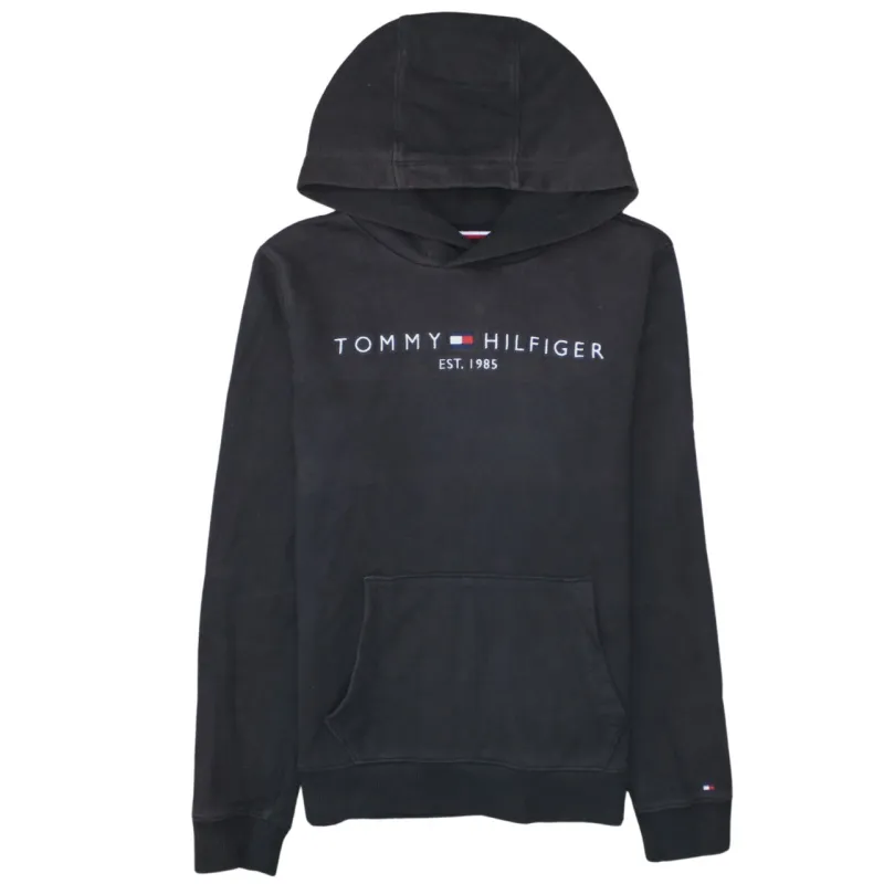 Tommy Hilfiger Black Hoodie Men's XSmall Embroidered Logo Front Pocket Pullover Sweatshirt sold by Vintage Club