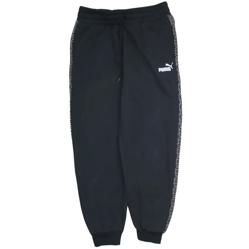 Puma Black Joggers Men's Medium Embroidered Logo Pattern Side Tape Cuffed Sweatpants sold by Vintage Club
