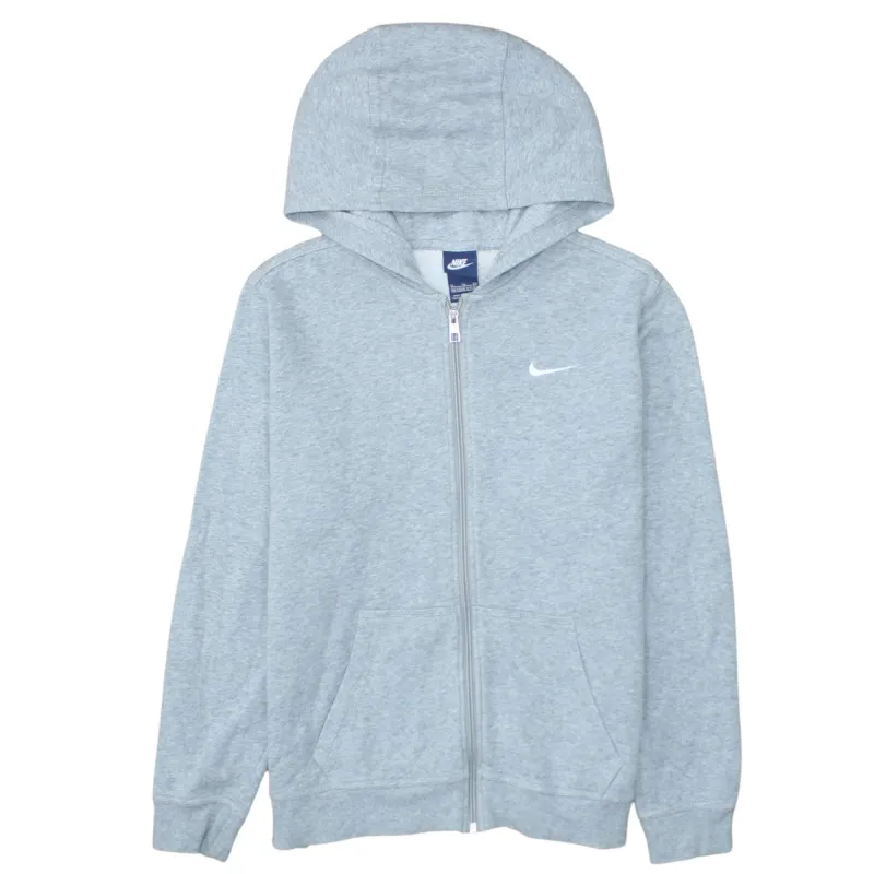 Nike Light Grey Zip Hoodie Women's XLarge Embroidered Swoosh Split Pocket Fleece Sweatshirt sold by Vintage Club