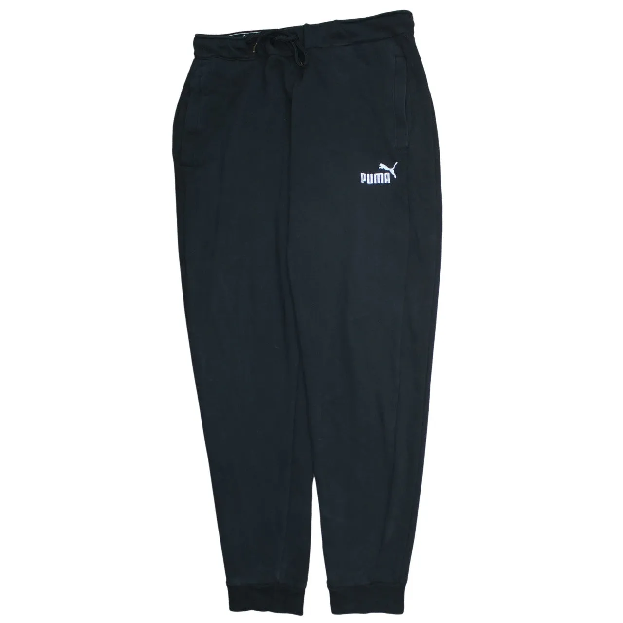 Puma Black Joggers Men's Medium Printed Logo Drawstring Waist Cuffed Sweatpants sold by Vintage Club