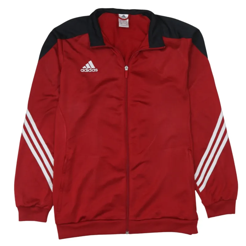 Adidas Red Black Track Jacket Women's XLarge Embroidered Logo White Three Stripe Zip Top sold by Vintage Club