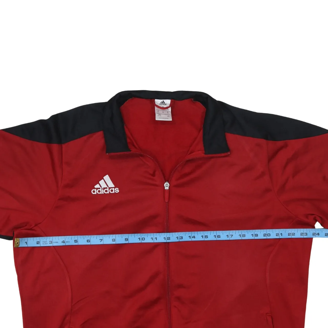 Adidas Red Black Track Jacket Women's XLarge Embroidered Logo White Three Stripe Zip Top sold by Vintage Club product image thumbnail 5
