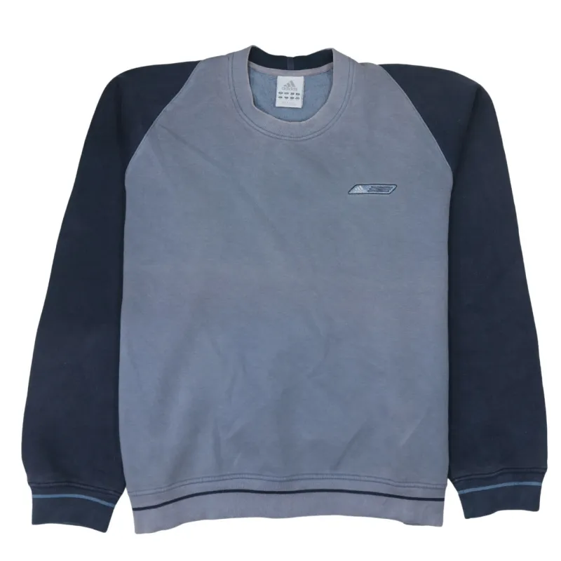 Adidas Blue Crewneck Sweatshirt Men’s XLarge Embroidered Chest Logo Raglan Sleeves Pullover Top made by Adidas