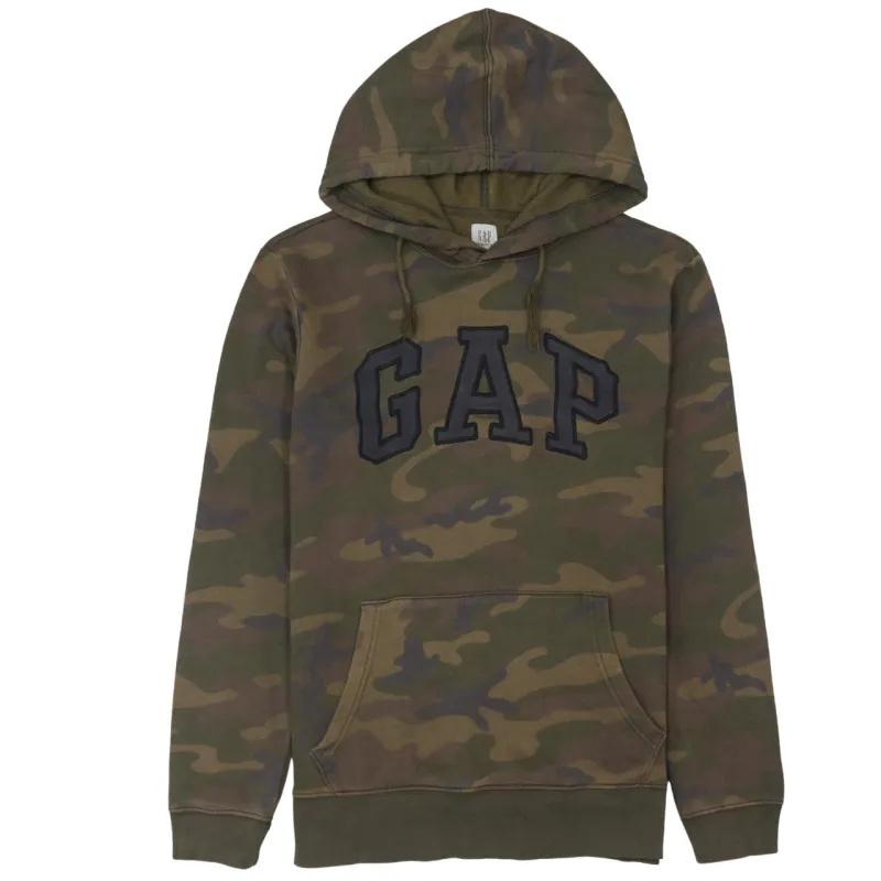 Gap Camouflage Hoodie Men's Small Embroidered Logo Front Pouch Pocket Pullover Sweatshirt sold by Vintage Club