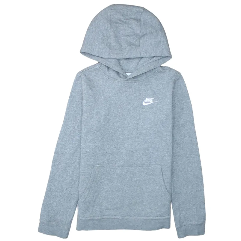 Nike Grey Hoodie Women’s Large Printed Swoosh Logo Front Pocket Pullover Sweatshirt sold by Vintage Club