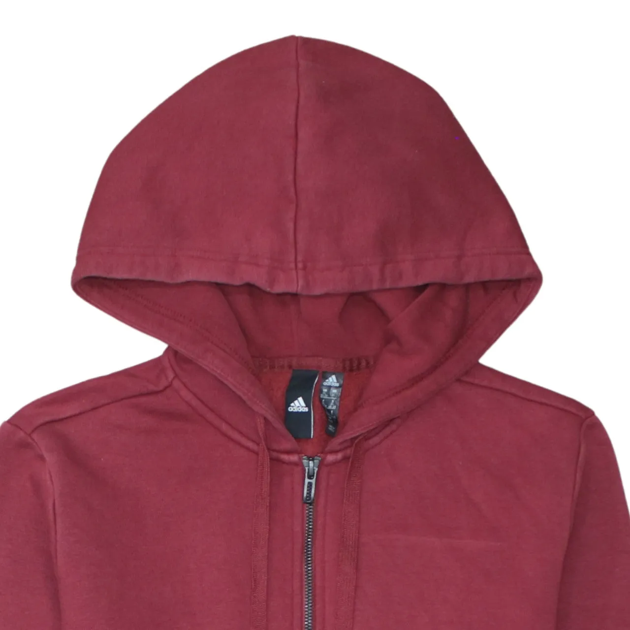 Adidas Burgundy Red Hoodie Women’s XLarge Full Zip Printed Sleeve Logo Casual Sweatshirt sold by Vintage Club product image thumbnail 3