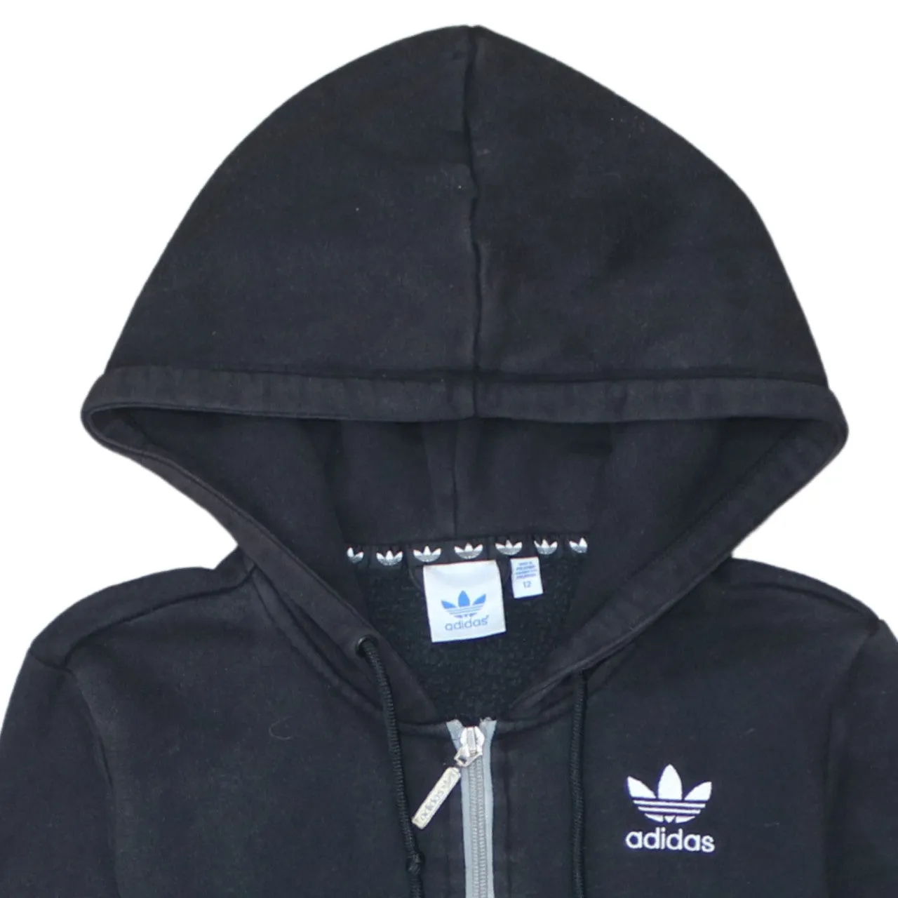 Adidas Black Grey Hoodie Women’s XSmall Full Zip Trefoil Logo Colour Block Sweatshirt sold by Vintage Club product image thumbnail 3