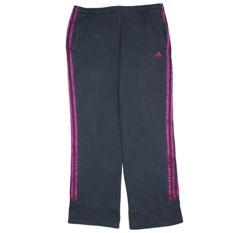 Adidas Black Track Pants Women’s 34 Pink Three Stripe Logo Elastic Waist Trousers sold by Vintage Club