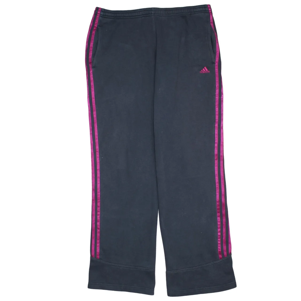 Adidas Black Track Pants Women’s 34 Pink Three Stripe Logo Elastic Waist Trousers sold by Vintage Club