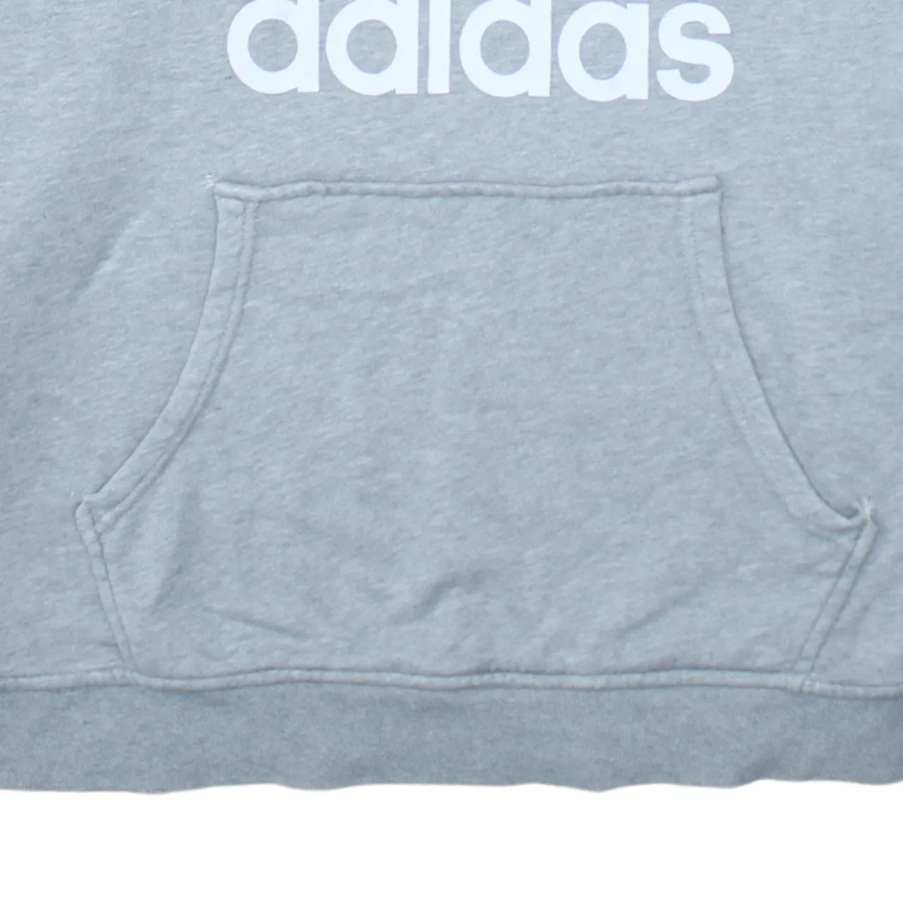 Adidas Light Grey Hoodie Women's Medium Trefoil Printed Logo Front Pouch Pullover Sweatshirt sold by Vintage Club product image thumbnail 4