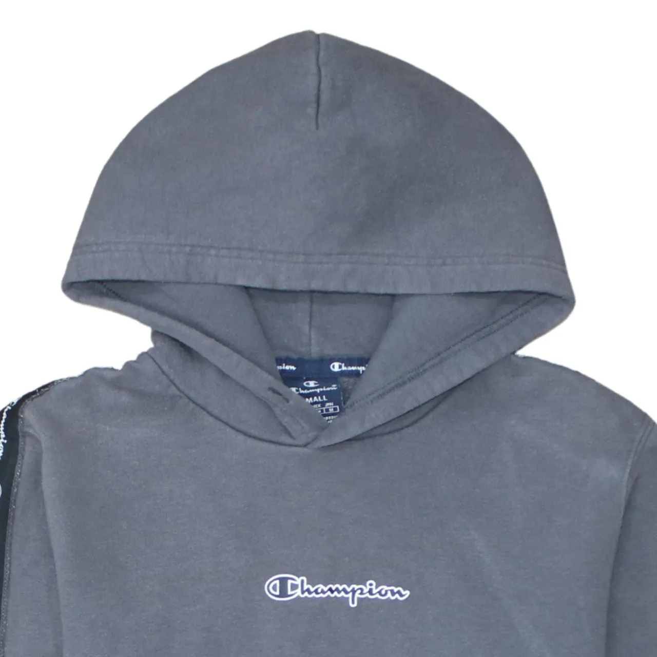 Champion Charcoal Hoodie Women's Small Embroidered Logo Tape Sleeve Pocket Pullover Sweatshirt sold by Vintage Club product image thumbnail 3