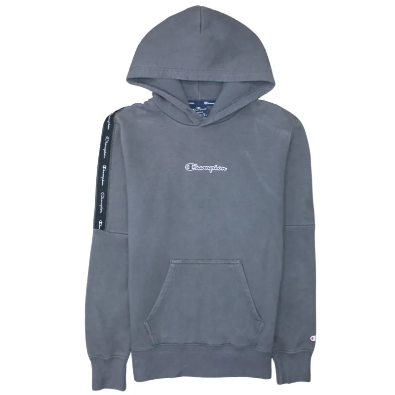 Champion Charcoal Hoodie Women's Small Embroidered Logo Tape Sleeve Pocket Pullover Sweatshirt made by Champion