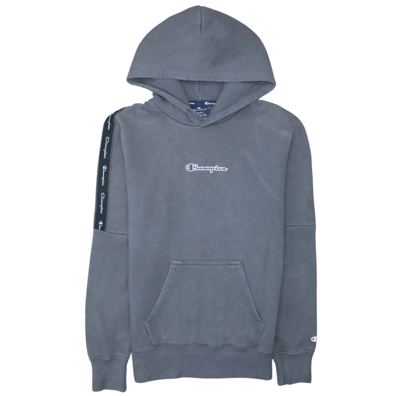 Champion Charcoal Hoodie Women's Small Embroidered Logo Tape Sleeve Pocket Pullover Sweatshirt sold by Vintage Club