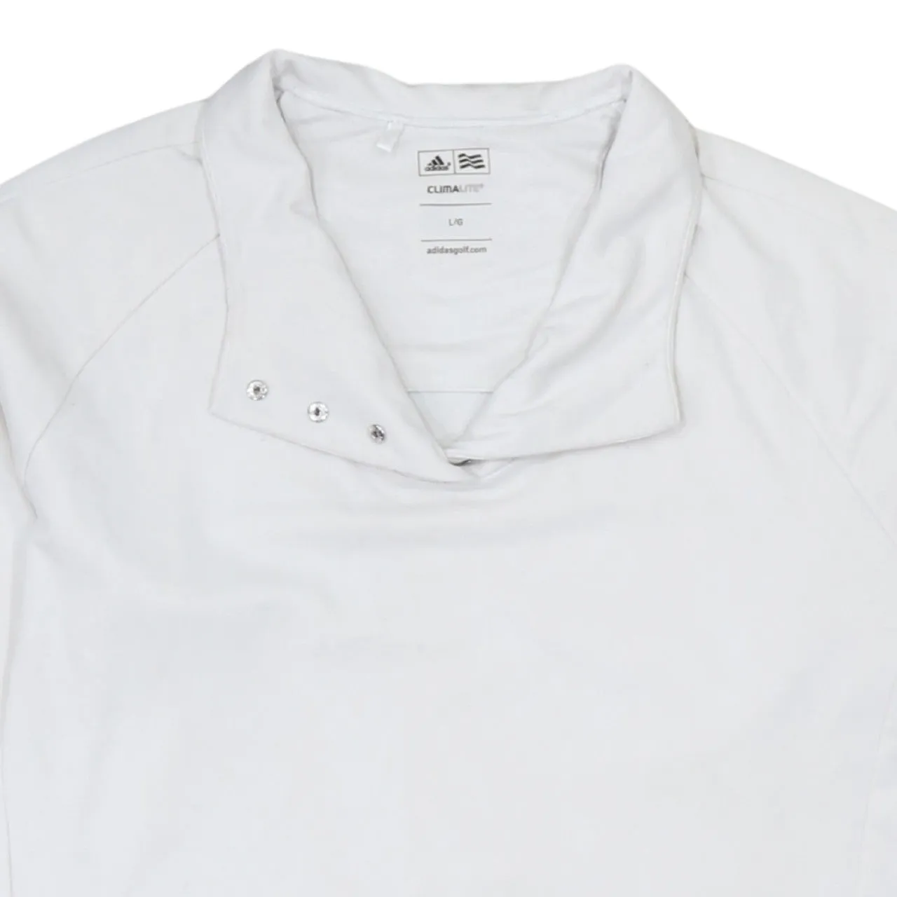 Adidas White Sweatshirt Women’s Large Funnel Neck Snap Cuffs Front Pocket Pullover Top sold by Vintage Club product image thumbnail 3