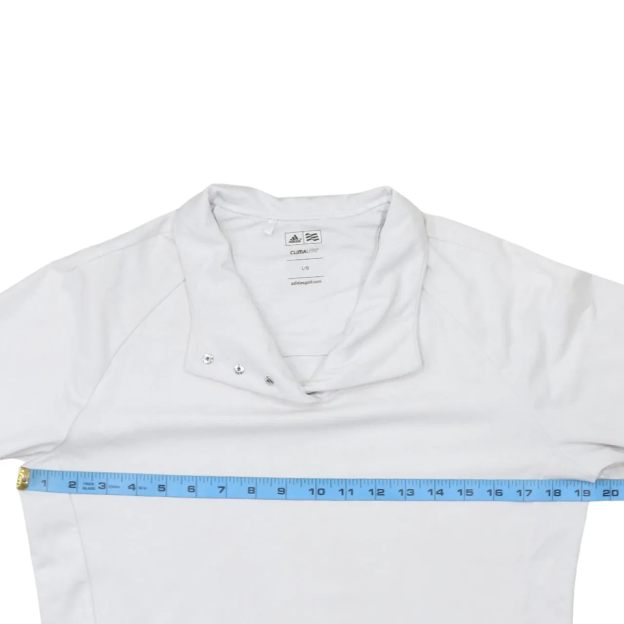Adidas White Sweatshirt Women’s Large Funnel Neck Snap Cuffs Front Pocket Pullover Top sold by Vintage Club product image thumbnail 5