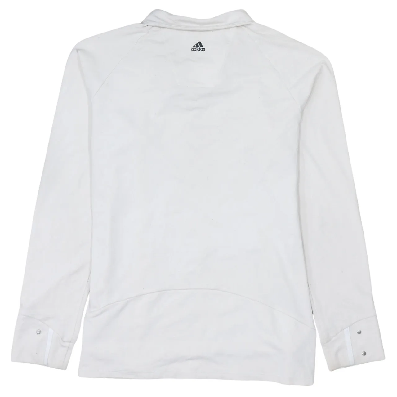 Adidas White Sweatshirt Women’s Large Funnel Neck Snap Cuffs Front Pocket Pullover Top sold by Vintage Club product image thumbnail 2