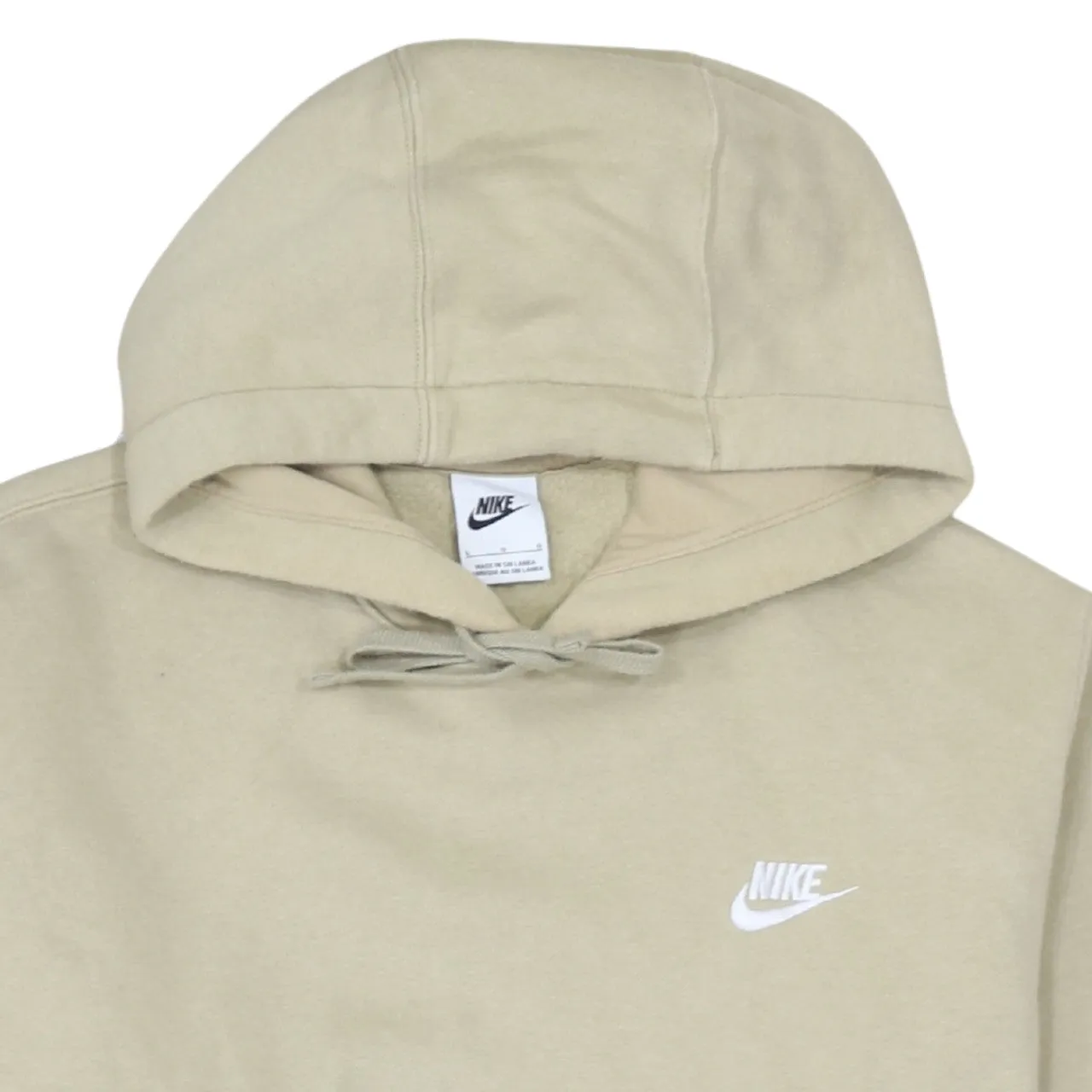 Nike Beige Cream Hoodie Women's Large Printed Swoosh Logo Front Pocket Pullover Sweatshirt sold by Vintage Club product image thumbnail 3