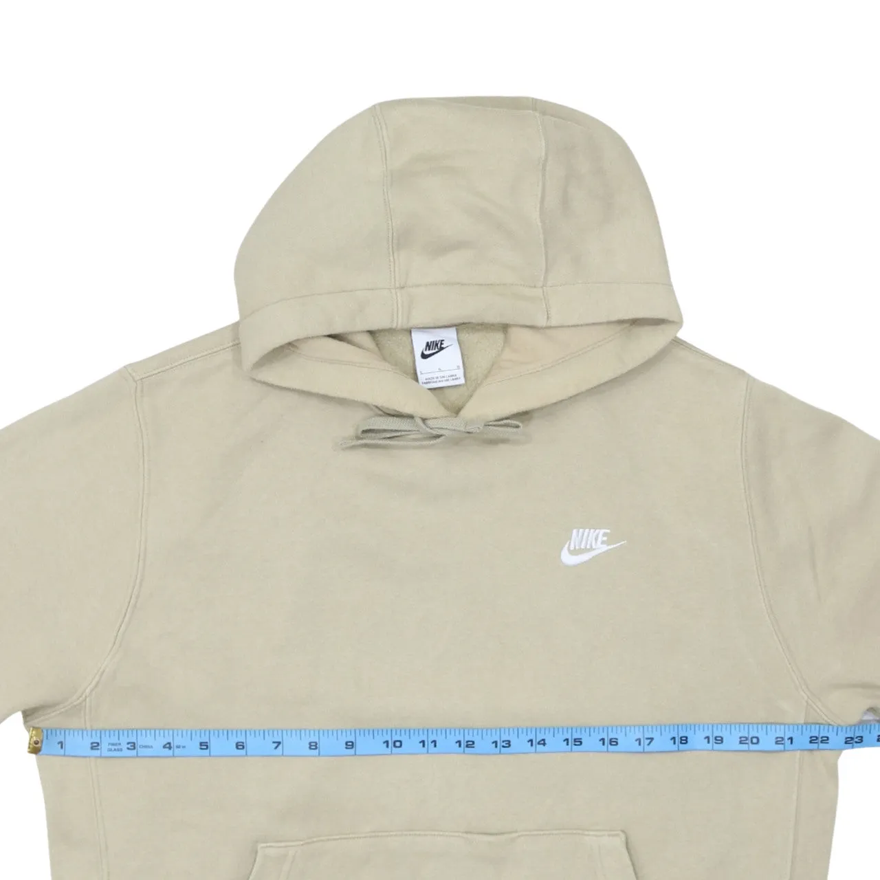 Nike Beige Cream Hoodie Women's Large Printed Swoosh Logo Front Pocket Pullover Sweatshirt sold by Vintage Club product image thumbnail 5