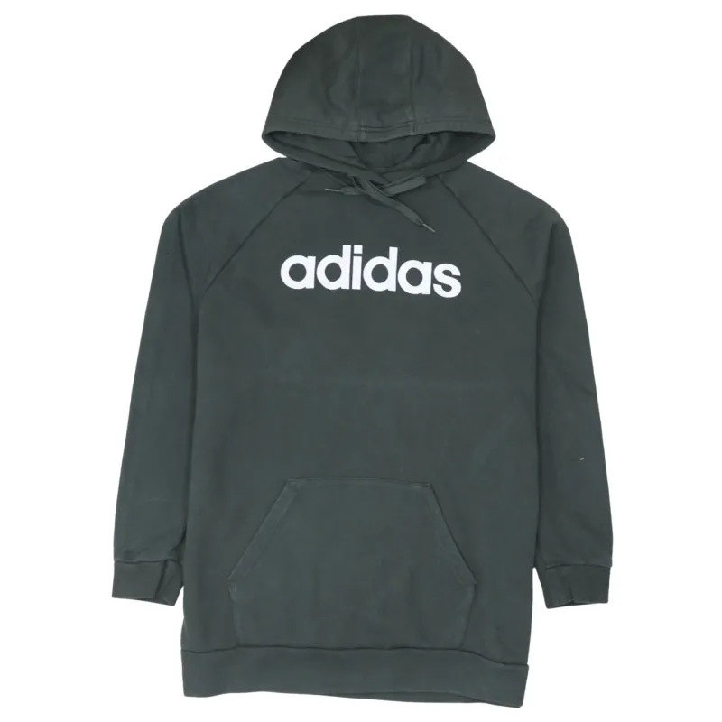 Adidas Dark Green Hoodie Women's Large Printed Logo Front Pouch Longline Sweatshirt sold by Vintage Club
