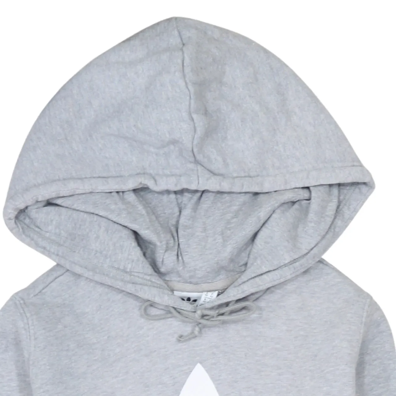 Adidas Light Grey Hoodie Women’s Medium Big Trefoil Printed Logo Pullover Sweatshirt sold by Vintage Club product image thumbnail 3