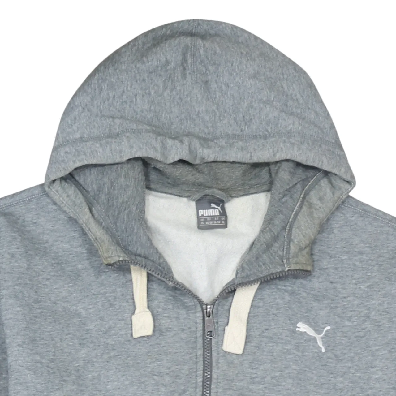 Puma Grey Full Zip Hoodie Men's XLarge Embroidered Logo Split Pockets Ribbed Hem Sweatshirt sold by Vintage Club product image thumbnail 3