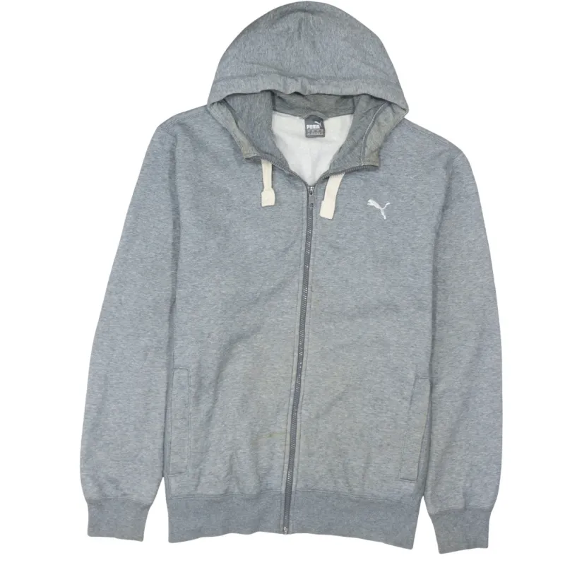 Puma Grey Full Zip Hoodie Men's XLarge Embroidered Logo Split Pockets Ribbed Hem Sweatshirt sold by Vintage Club