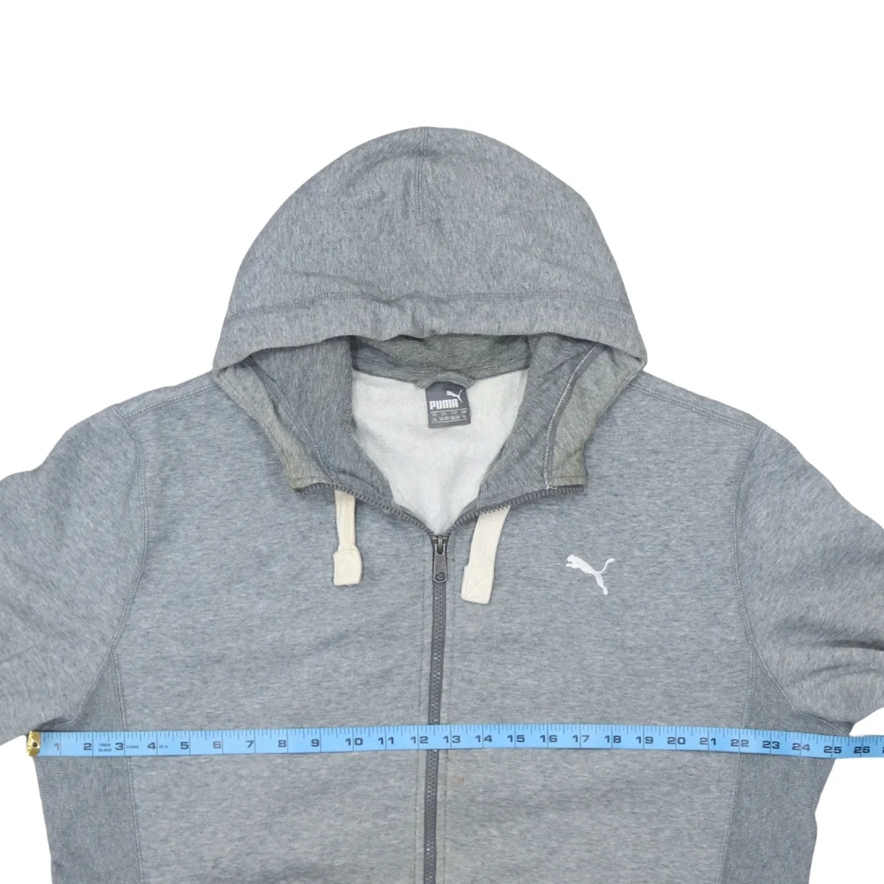 Puma Grey Full Zip Hoodie Men's XLarge Embroidered Logo Split Pockets Ribbed Hem Sweatshirt sold by Vintage Club product image thumbnail 5
