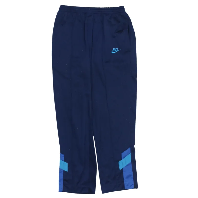 Nike Navy Blue Trousers Men's Small Embroidered Swoosh Elastic Waist Contrast Panels Track Pants made by Nike