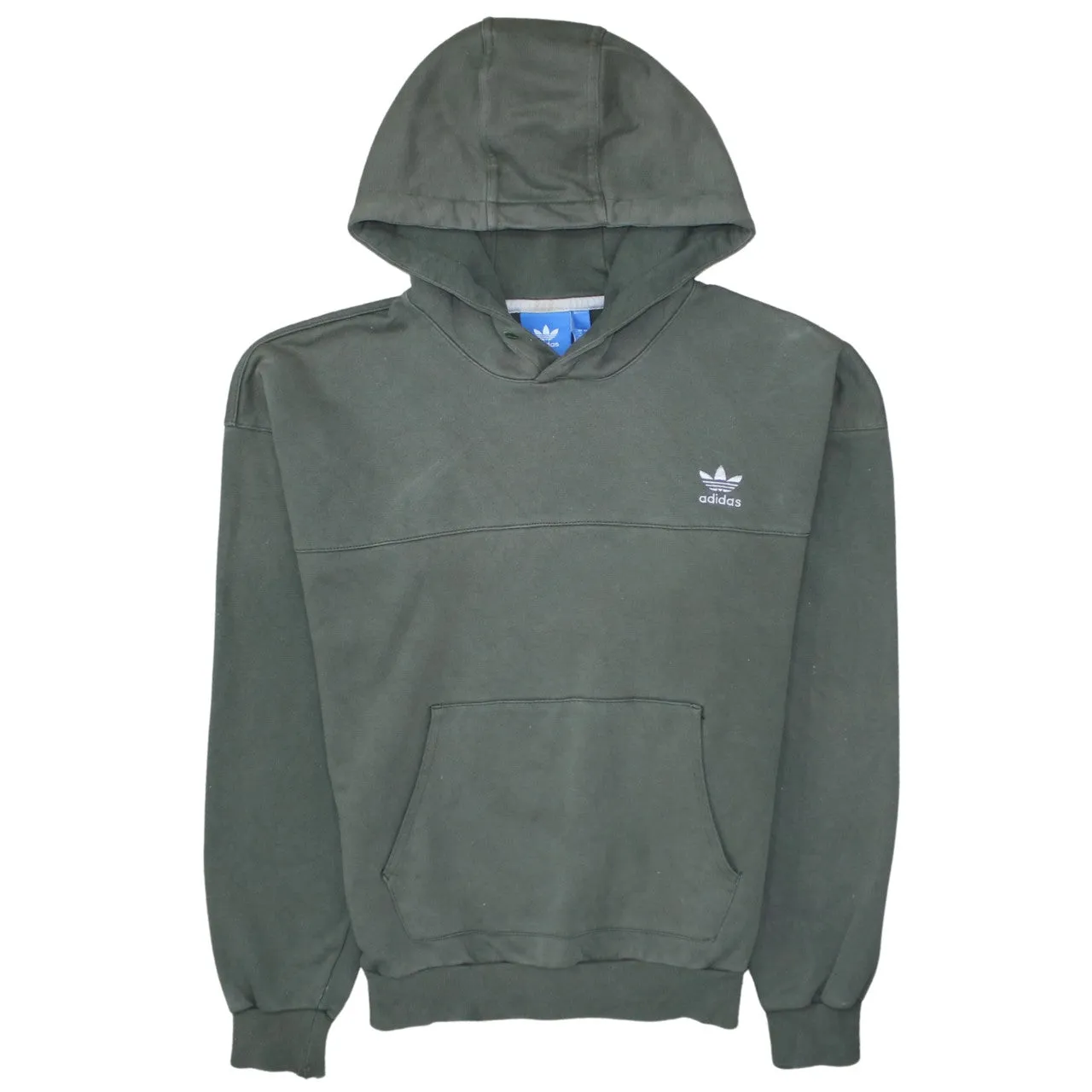 Adidas Dark Green Hoodie Men's Small Embroidered Trefoil Logo Front Pocket Pullover Sweatshirt sold by Vintage Club