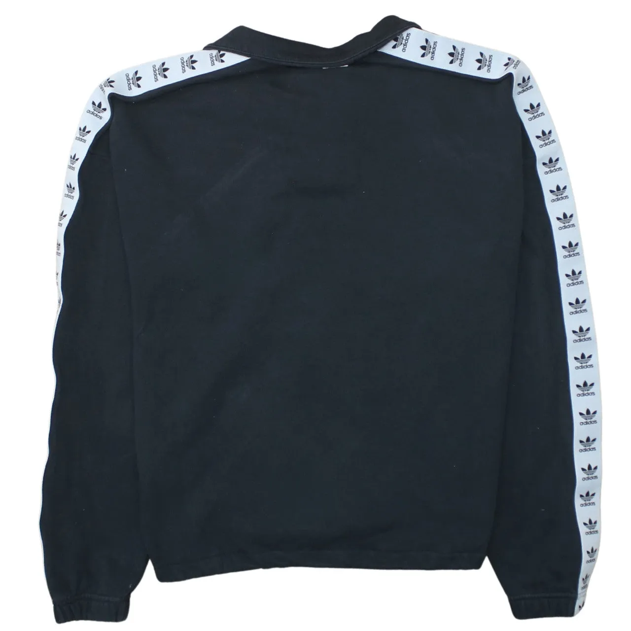 Adidas Black Quarter Zip Sweatshirt Women’s Large Trefoil Logo Branded Tape Sleeves Pullover Top sold by Vintage Club product image thumbnail 2