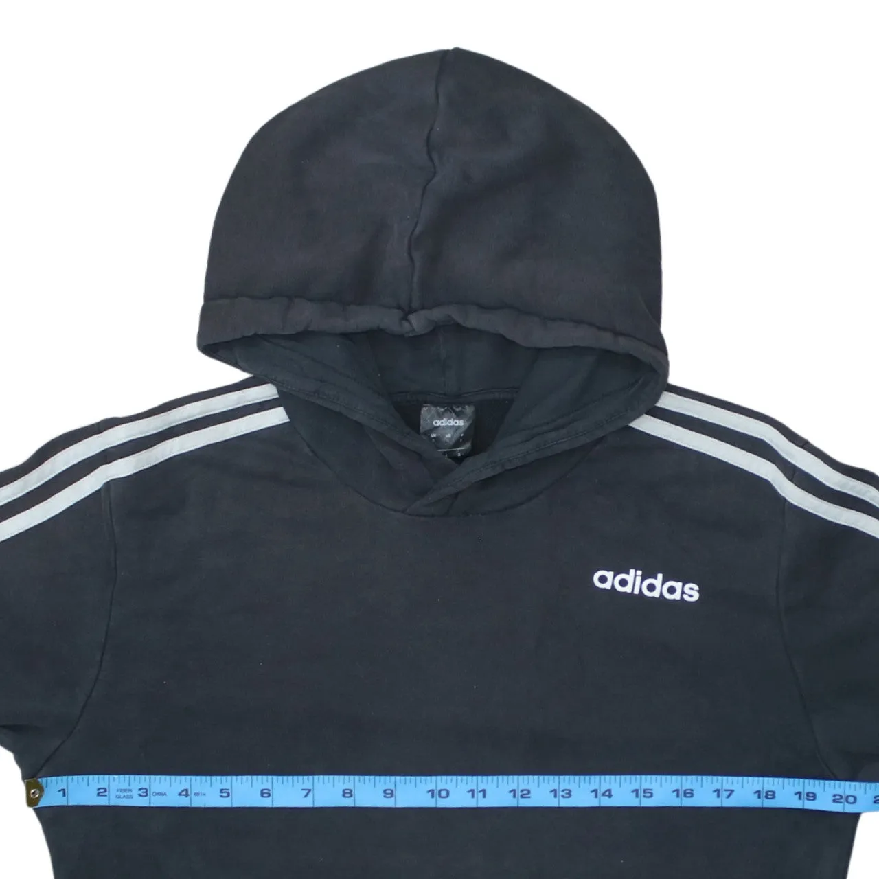 Adidas Black Hoodie Men's Small Embroidered Logo Three Stripe Sleeves Pullover Sweatshirt sold by Vintage Club product image thumbnail 5
