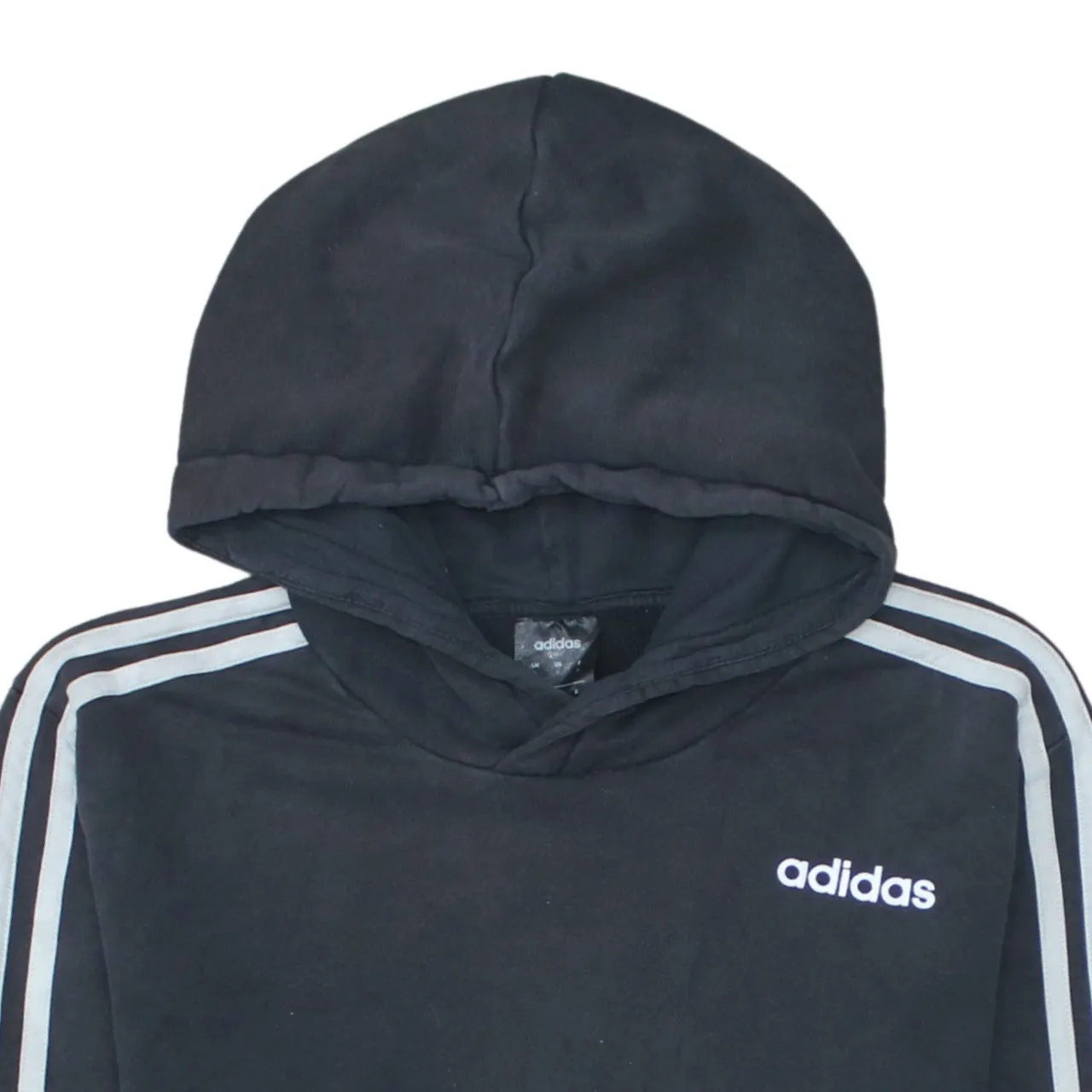 Adidas Black Hoodie Men's Small Embroidered Logo Three Stripe Sleeves Pullover Sweatshirt sold by Vintage Club product image thumbnail 3