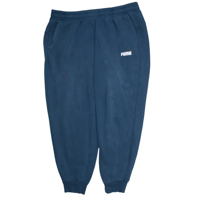Puma Navy Blue Joggers Men’s XXLarge Printed Logo Elasticated Cuffs Fleece Sweatpants sold by Vintage Club