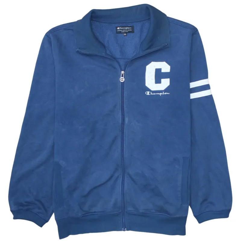 Champion Navy Blue Zip Sweatshirt Men's XXLarge C Logo Stripe Sleeve Track Top made by Vintage Club