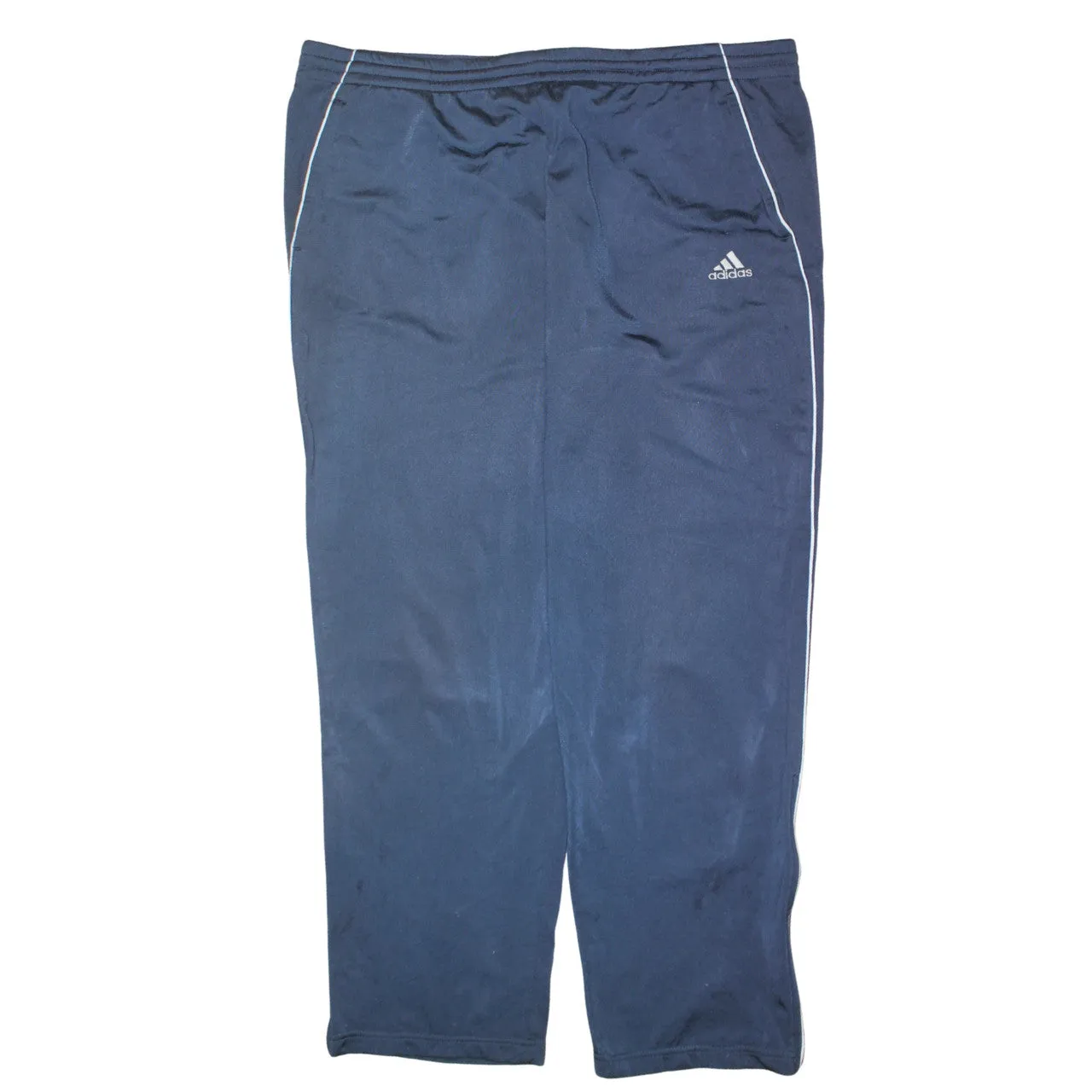 Adidas Navy Blue Track Pants Men's Medium Embroidered Logo Piped Sides Trousers sold by Vintage Club
