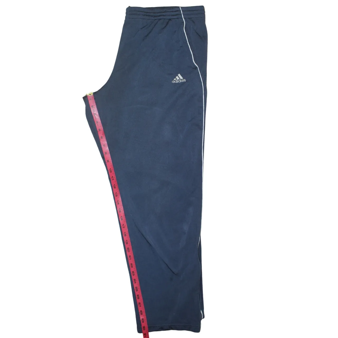 Adidas Navy Blue Track Pants Men's Medium Embroidered Logo Piped Sides Trousers sold by Vintage Club product image thumbnail 5