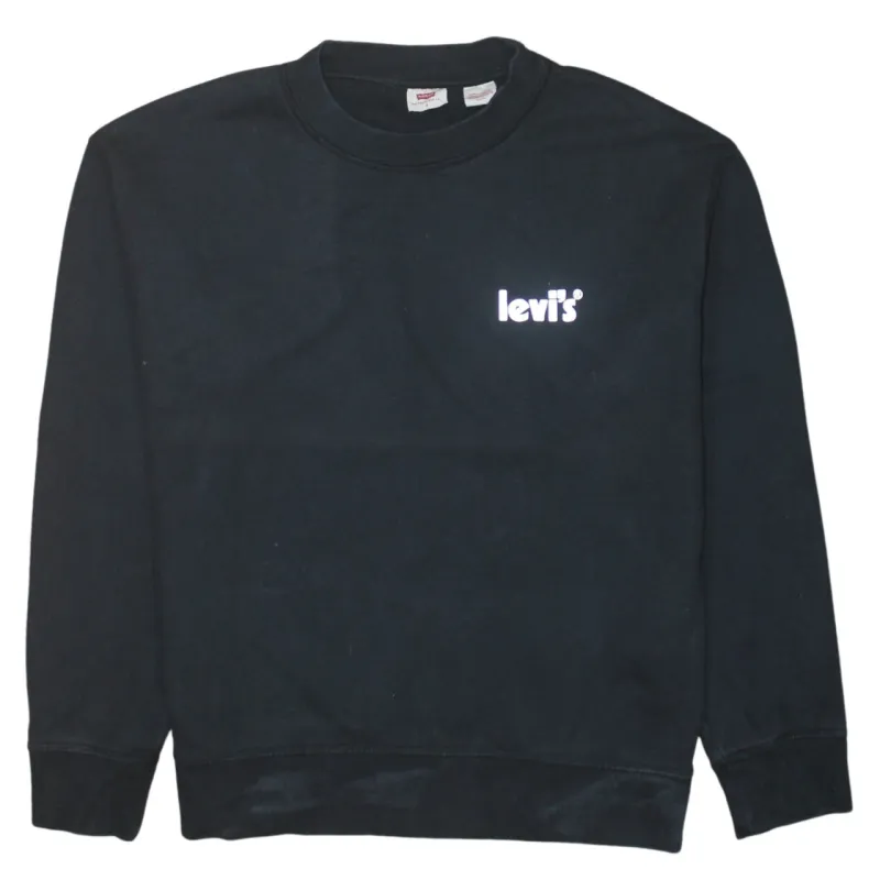 Levi's Black Sweatshirt Men's Small Printed Chest Logo Crewneck Pullover Fleece Top made by Levi's