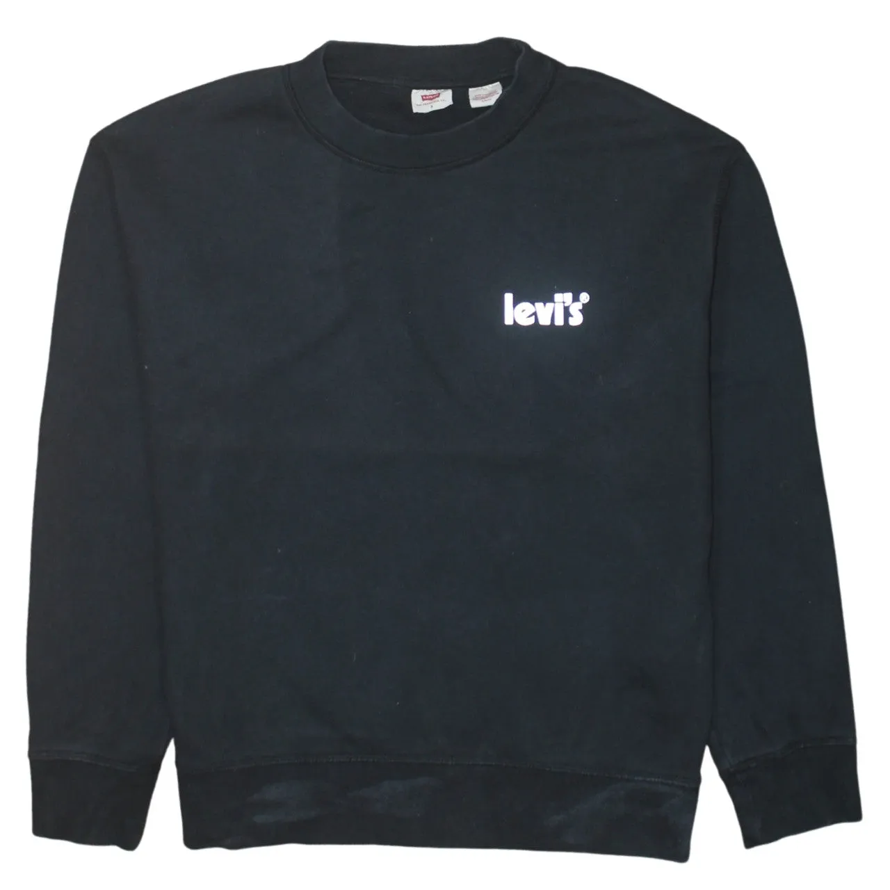 Levi's Black Sweatshirt Men's Small Printed Chest Logo Crewneck Pullover Fleece Top sold by Vintage Club