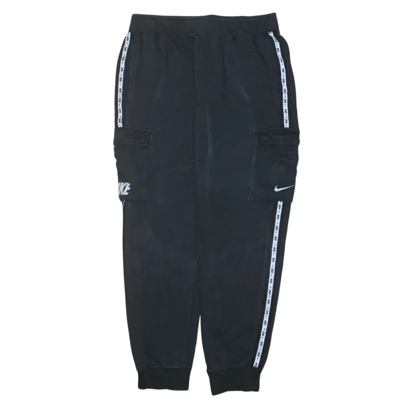 Nike Black Cargo Joggers Men's Large Side Logo Tape Embroidered Swoosh Sweatpants sold by Vintage Club