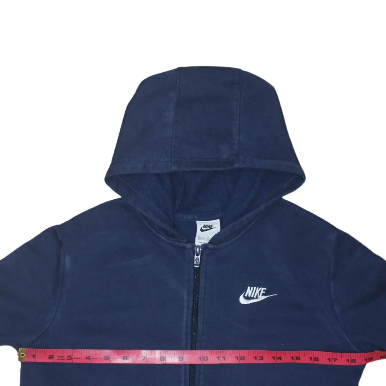 Nike Navy Blue Full Zip Hoodie Women’s XLarge Embroidered Swoosh Split Pockets Fleece Sweatshirt sold by Vintage Club product image thumbnail 5